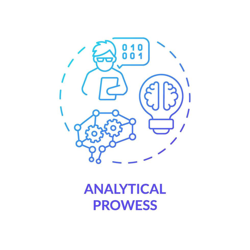 2D gradient analytical prowess icon, isolated vector, AI engineer creative thin line illustration vector