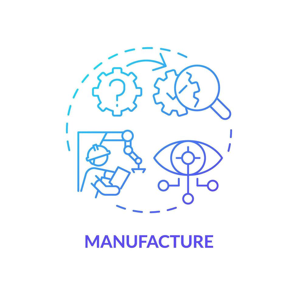 2D gradient manufacture icon, isolated vector, AI engineer creative thin line illustration vector