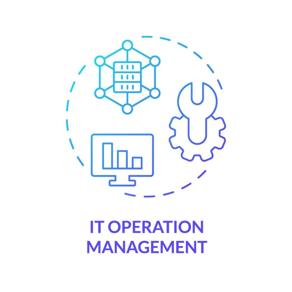2D IT operation management gradient icon representing AI ops, isolated vector, blue thin line illustration. vector
