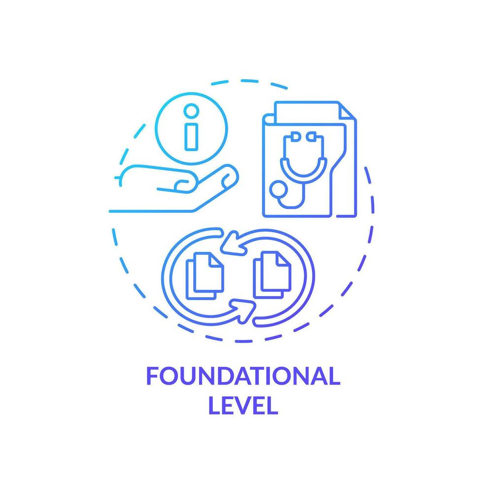 2D gradient blue icon foundational level concept, isolated vector, health interoperability resources thin line illustration. vector