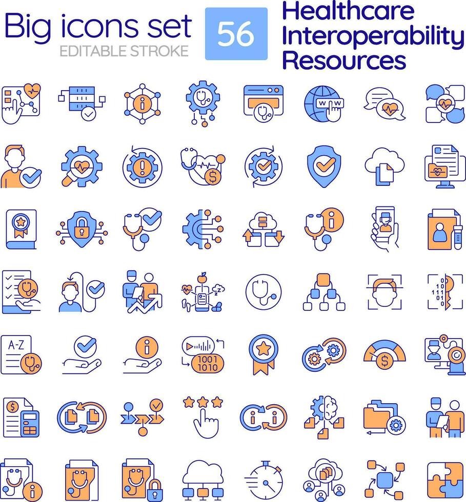 2D editable multicolor big line icons set representing online therapy, isolated vector, linear illustration. vector