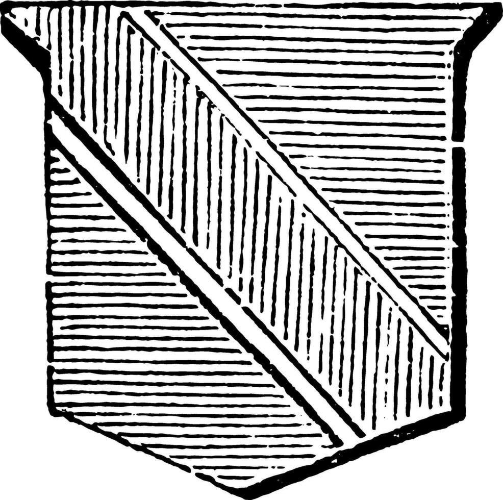 Bend Fimbriated is an ordinary having a border of a different tincture, vintage engraving. vector