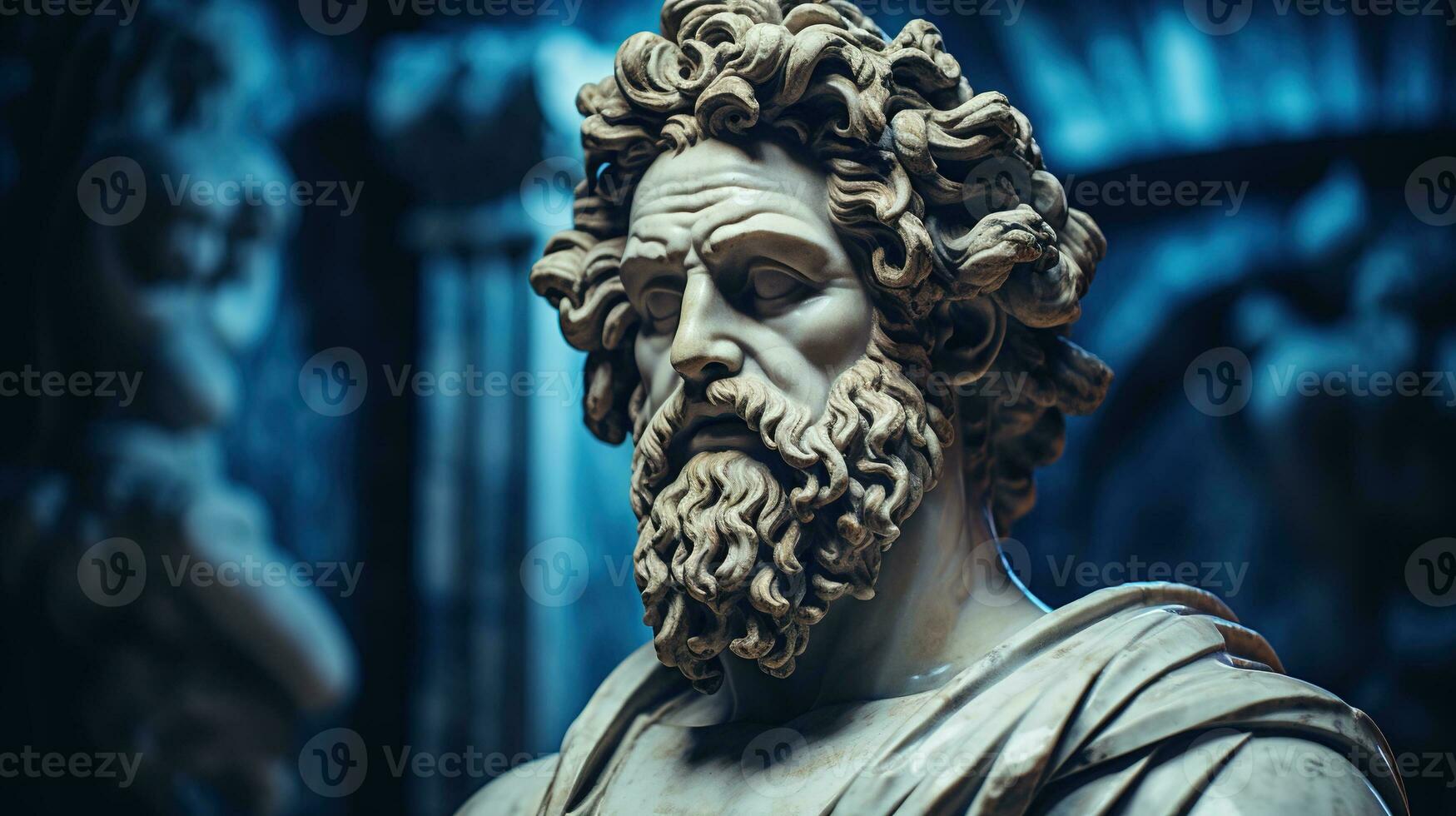 AI generated Generative AI, Stoicism concept, sculpture of a stoic, representing philosophy, ancient greek god statue photo