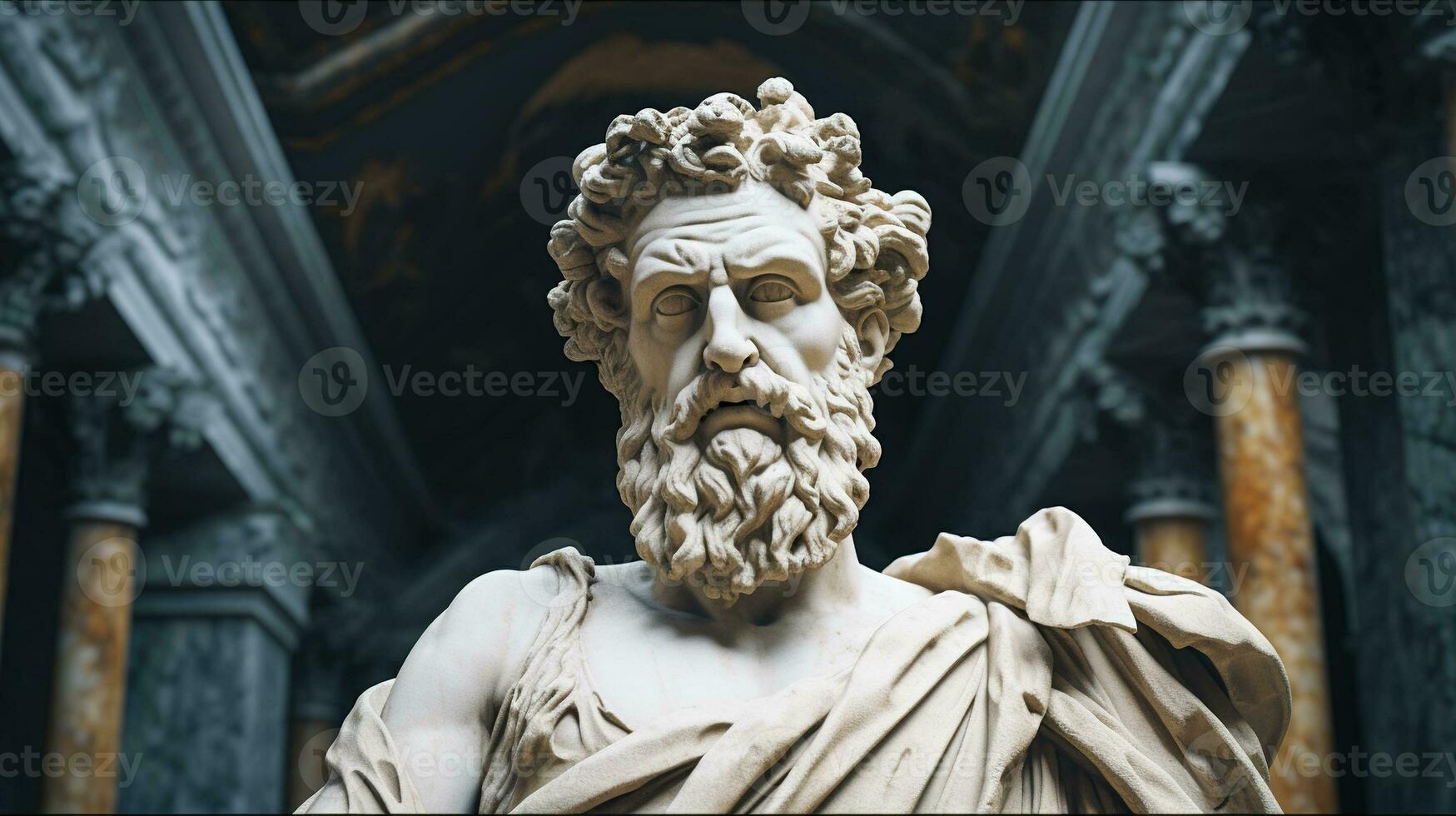 AI generated Generative AI, Stoicism concept, sculpture of a stoic, representing philosophy, ancient greek god statue photo