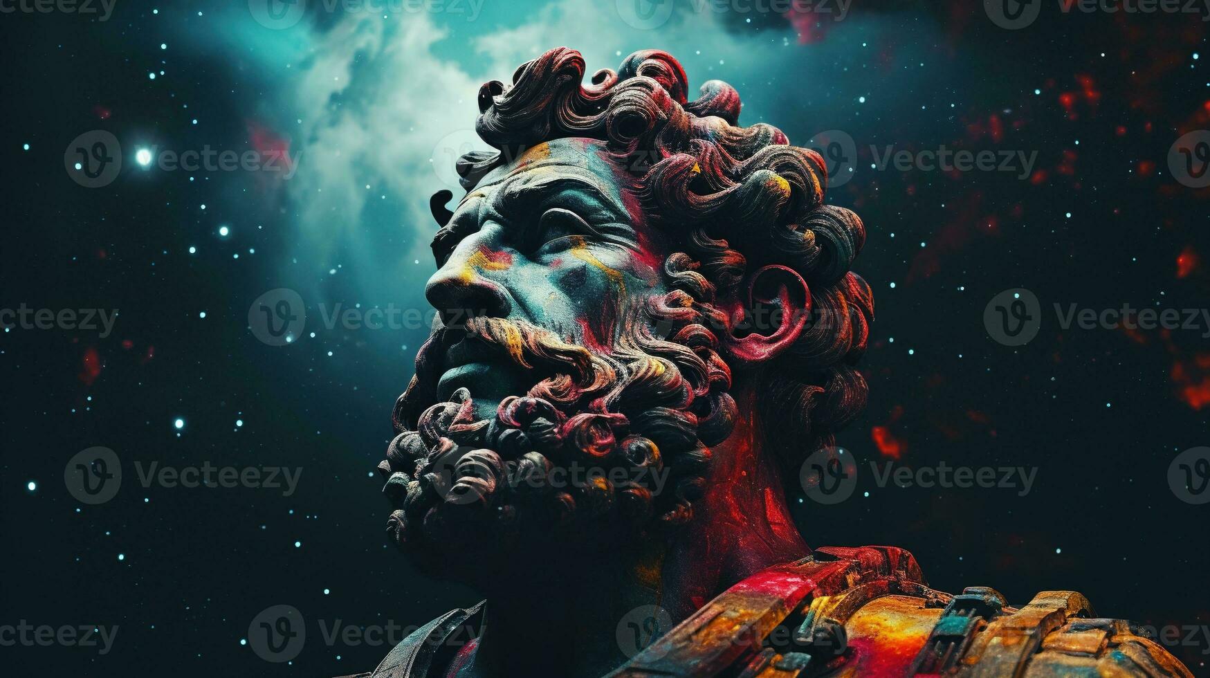 AI generated Generative AI, Stoicism concept, sculpture of a stoic, representing philosophy, ancient greek god statue photo