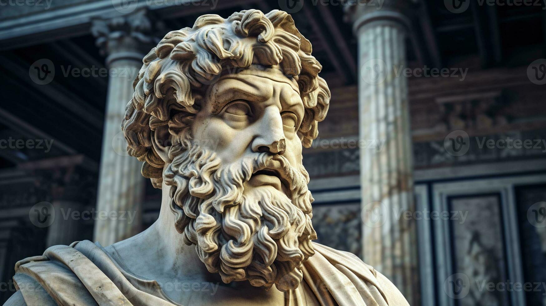 AI generated Generative AI, Stoicism concept, sculpture of a stoic, representing philosophy, ancient greek god statue photo