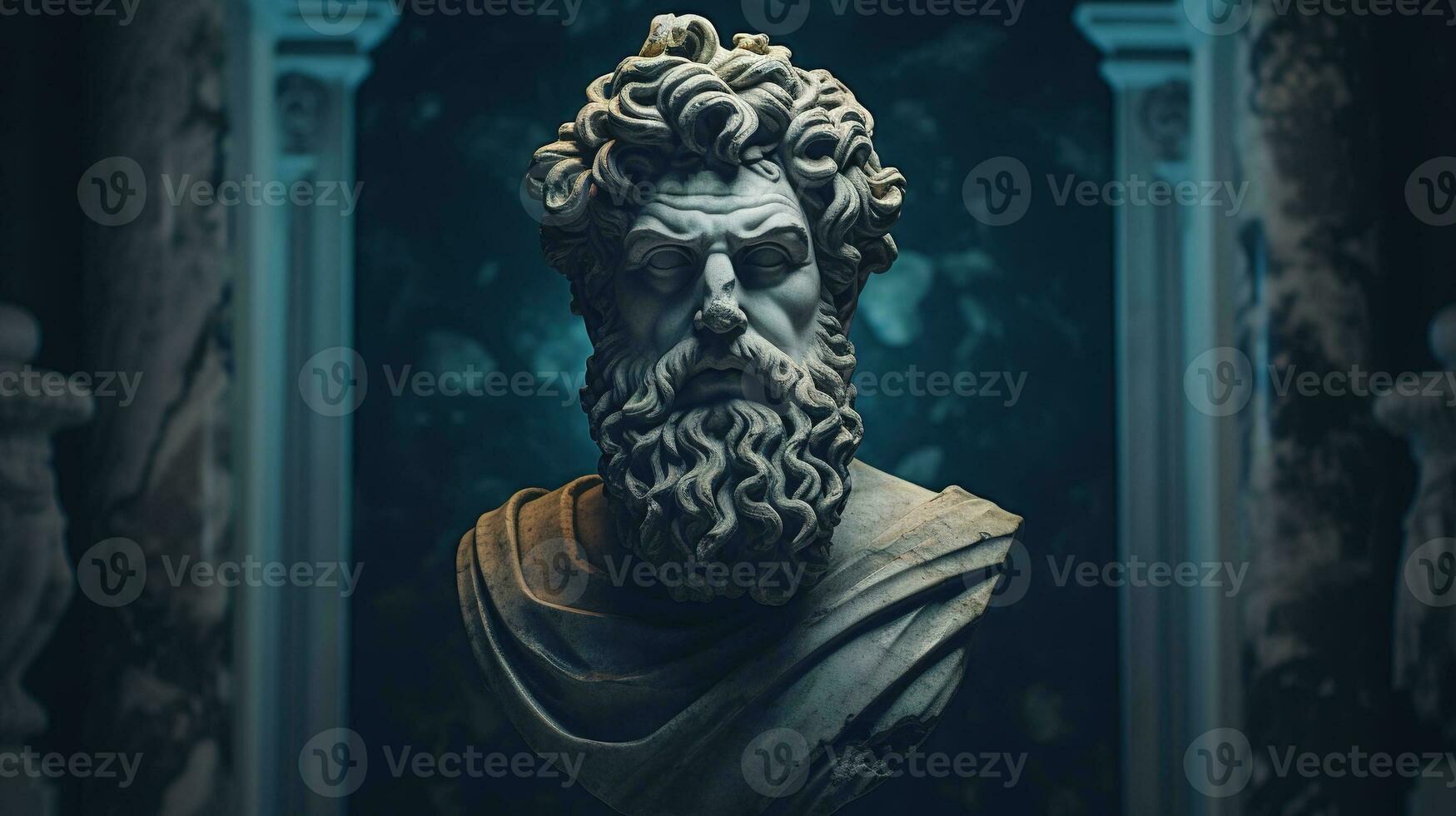 AI generated Generative AI, Stoicism concept, sculpture of a stoic, representing philosophy, ancient greek god statue photo