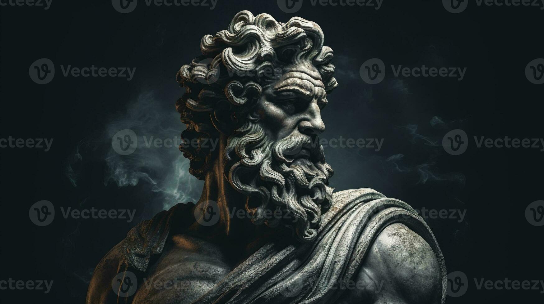 AI generated Generative AI, Stoicism concept, sculpture of a stoic, representing philosophy, ancient greek god statue photo