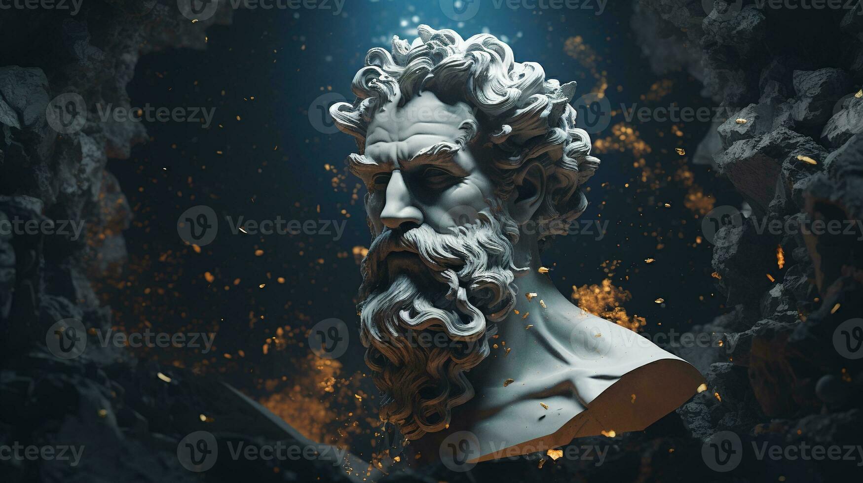 AI generated Generative AI, Stoicism concept, sculpture of a stoic, representing philosophy, ancient greek god statue photo
