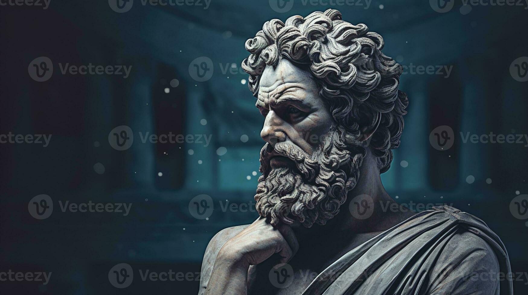 AI generated Generative AI, Stoicism concept, sculpture of a stoic, representing philosophy, ancient greek god statue photo