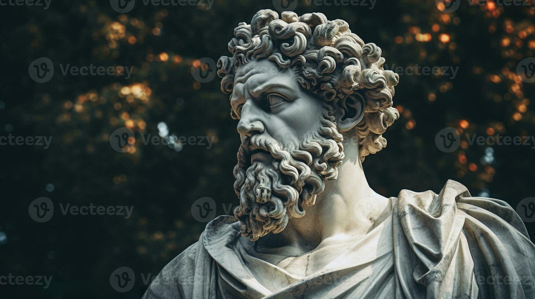 AI generated Generative AI, Stoicism concept, sculpture of a stoic, representing philosophy, ancient greek god statue photo