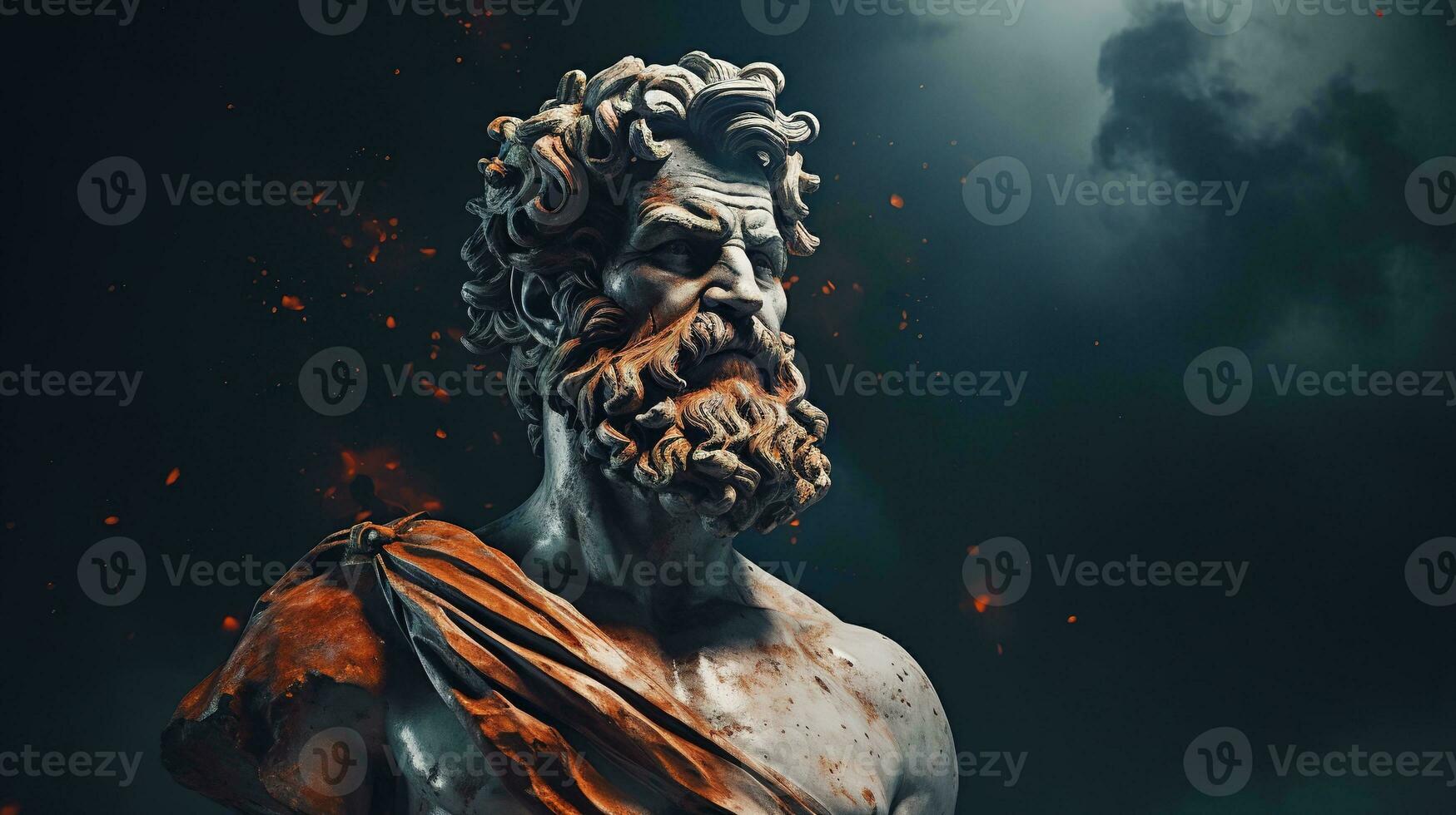 AI generated Generative AI, Stoicism concept, sculpture of a stoic, representing philosophy, ancient greek god statue photo