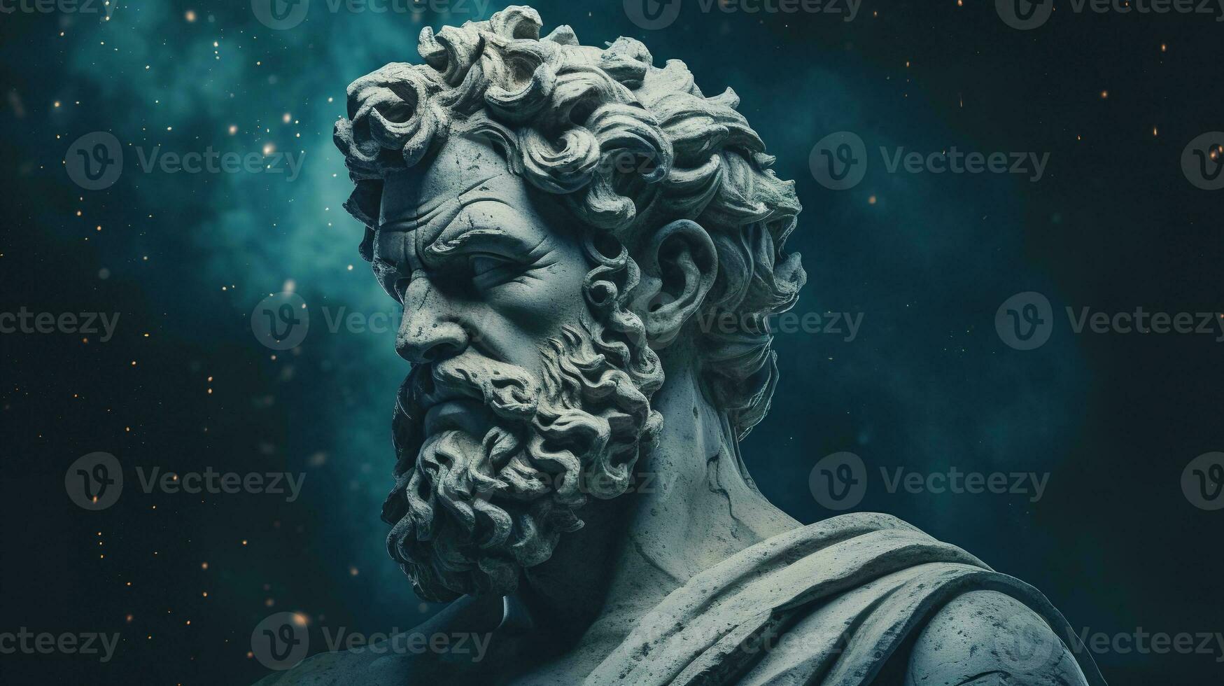 AI generated Generative AI, Stoicism concept, sculpture of a stoic, representing philosophy, ancient greek god statue photo