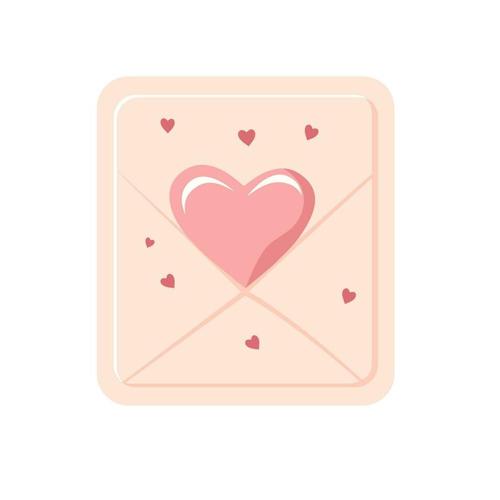 Cute vector love letter sticker. Valentines day love letter. Romantic vector icon in pastel colors