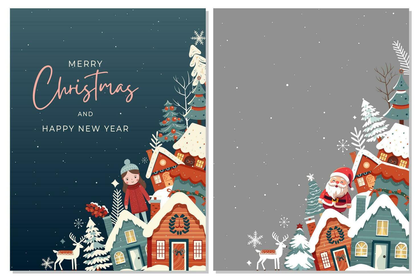 conjunto invierno tarjetas, marco con scandi casas, arboles concepto Navidad y nuevo año. invierno ornamento póster vector