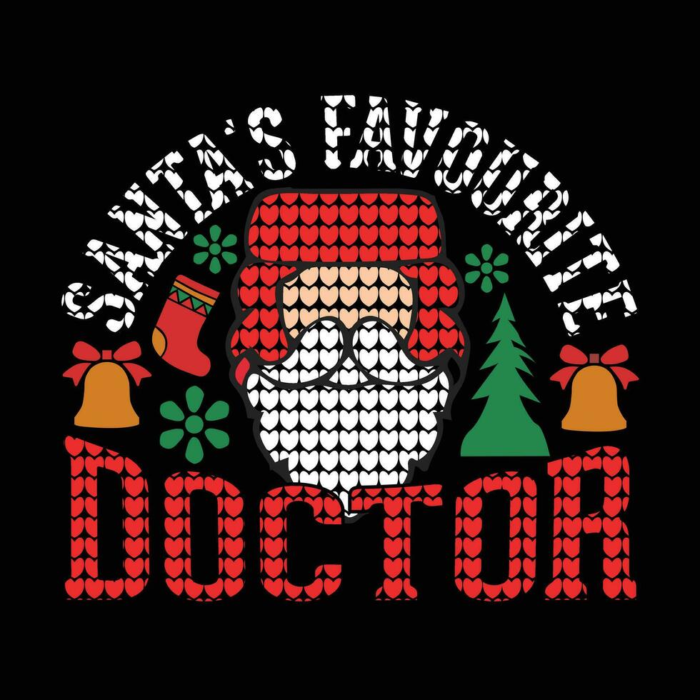 de santa favorito médico Navidad camiseta vector diseño.