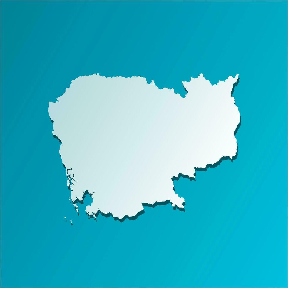 Vector isolated simplified illustration icon with blue silhouette of Cambodia map. Dark blue background