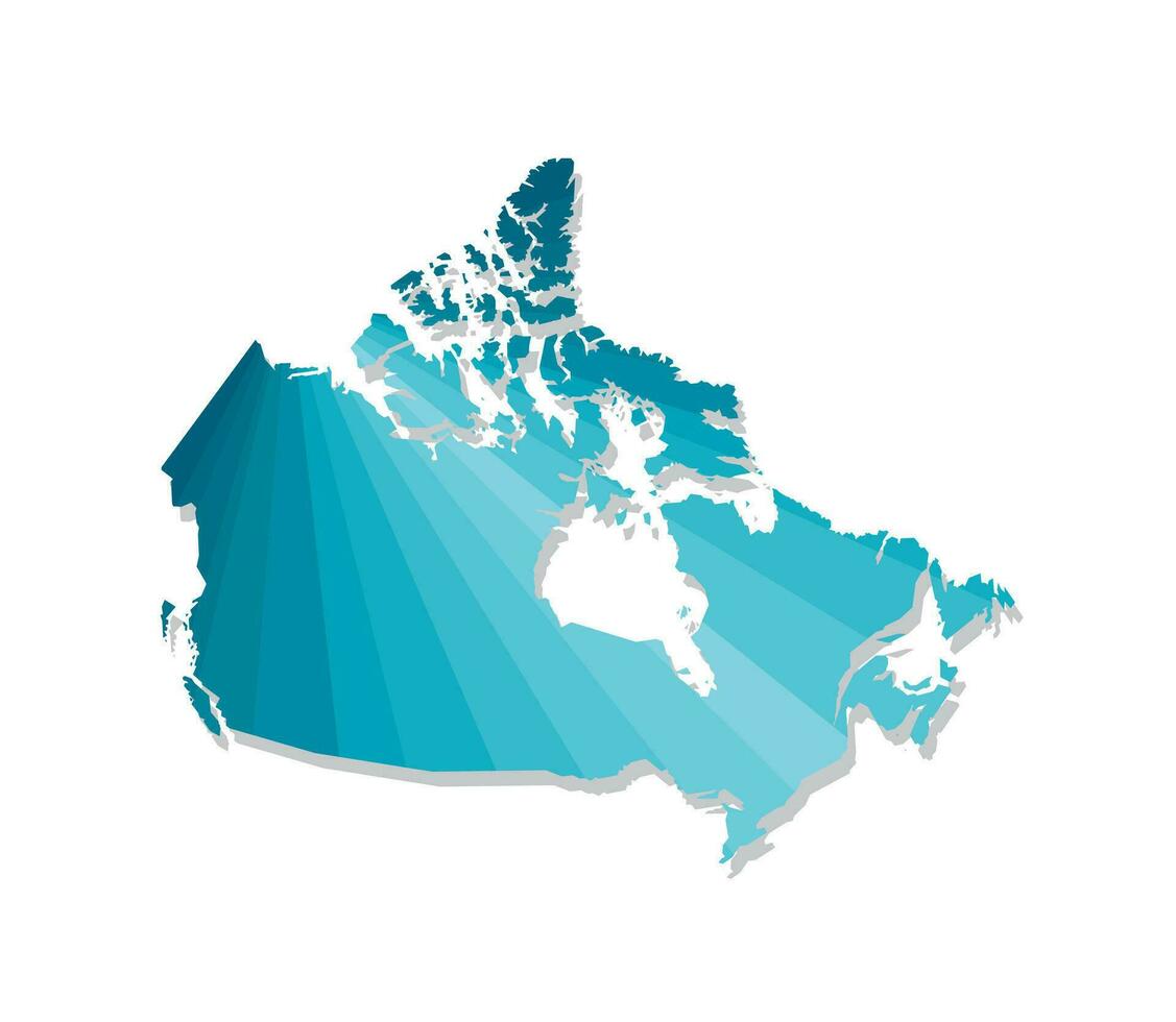 Vector isolated illustration icon with simplified blue silhouette of Canada map. Polygonal geometric style. White background.