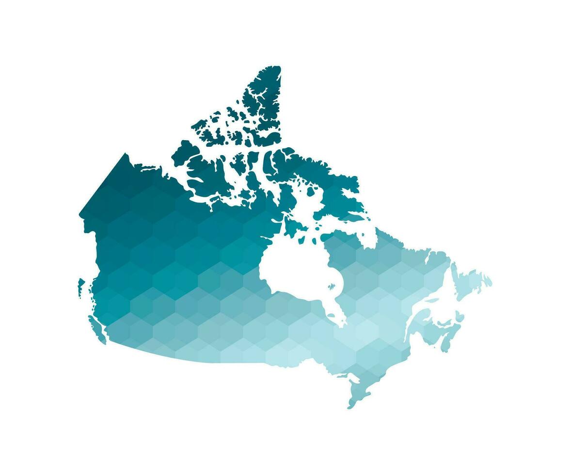 Vector isolated illustration icon with simplified blue silhouette of Canada map. Polygonal geometric style. White background.