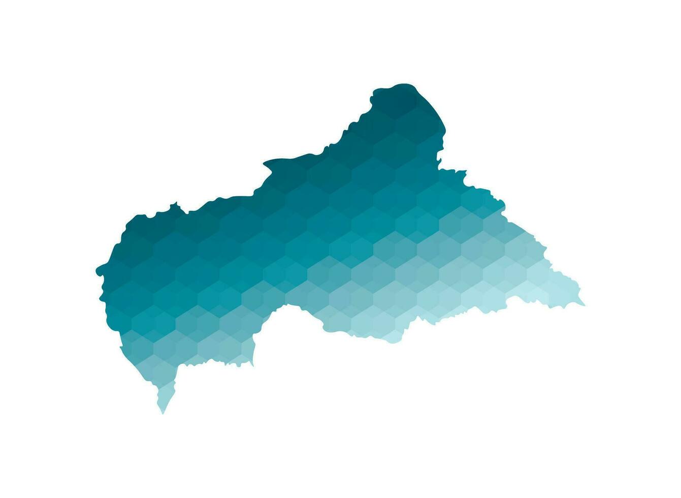 vector aislado ilustración icono con simplificado azul silueta de central africano república, coche mapa. poligonal geométrico estilo. blanco antecedentes.