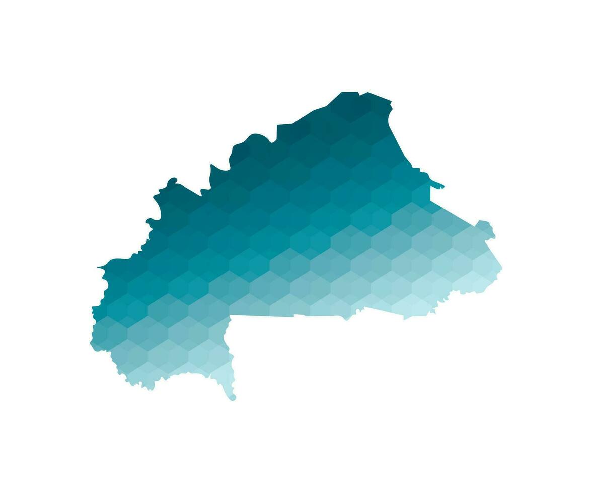 Vector isolated illustration icon with simplified blue silhouette of Burkina Faso map. Polygonal geometric style. White background.
