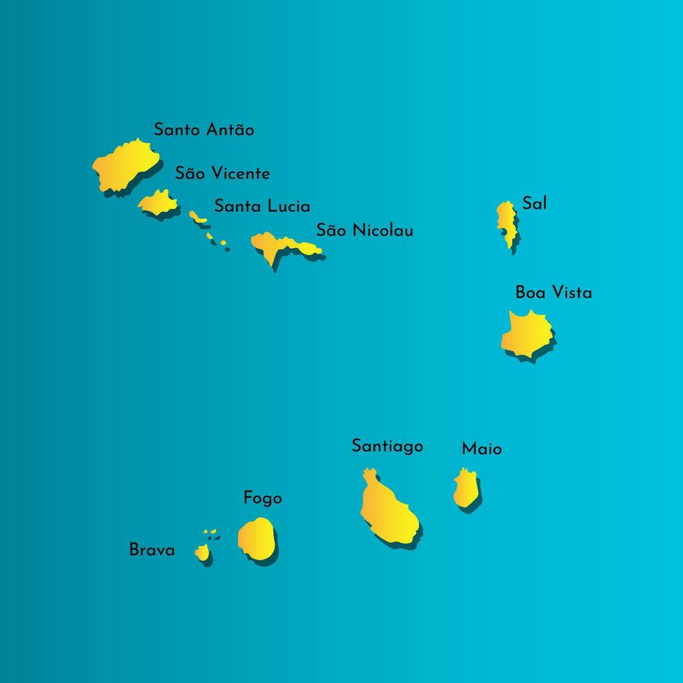 Vector isolated simplified illustration icon with orange silhouette of Cape Verde map. Dark blue background