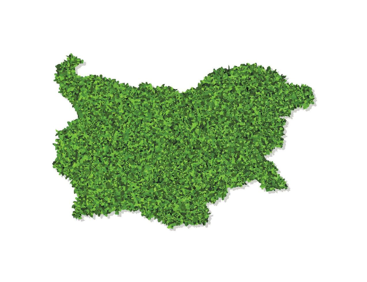 Vector isolated simplified illustration icon with green grassy silhouette of Bulgaria map. White background