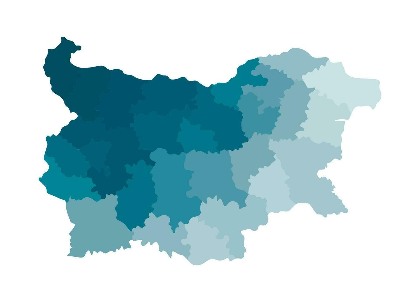 vector aislado ilustración de simplificado administrativo mapa de Bulgaria. fronteras de el regiones. vistoso azul caqui siluetas