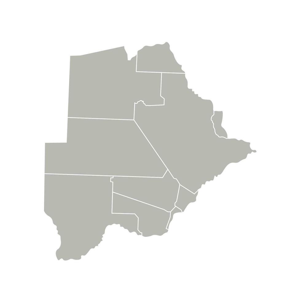 Vector isolated illustration of simplified administrative map of Botswana. Borders of the districts, regions. Grey silhouettes. White outline