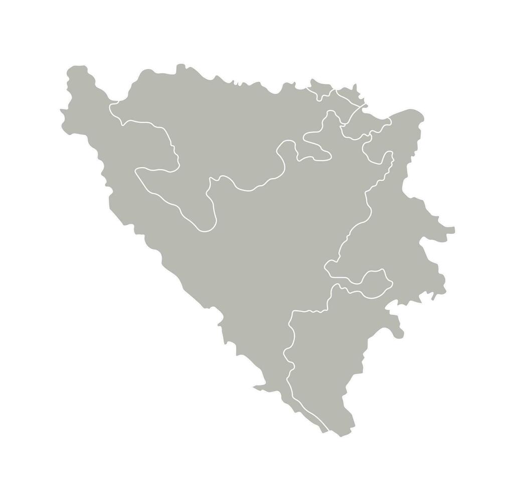 Vector isolated illustration of simplified administrative map of Bosnia and Herzegovina. Borders of the provinces, regions. Grey silhouettes. White outline.