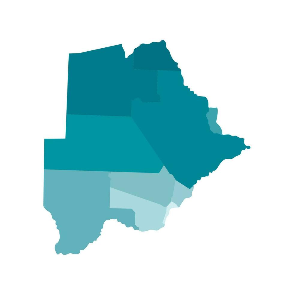 Vector isolated illustration of simplified administrative map of Botswana. Borders of the districts, regions. Colorful blue khaki silhouettes