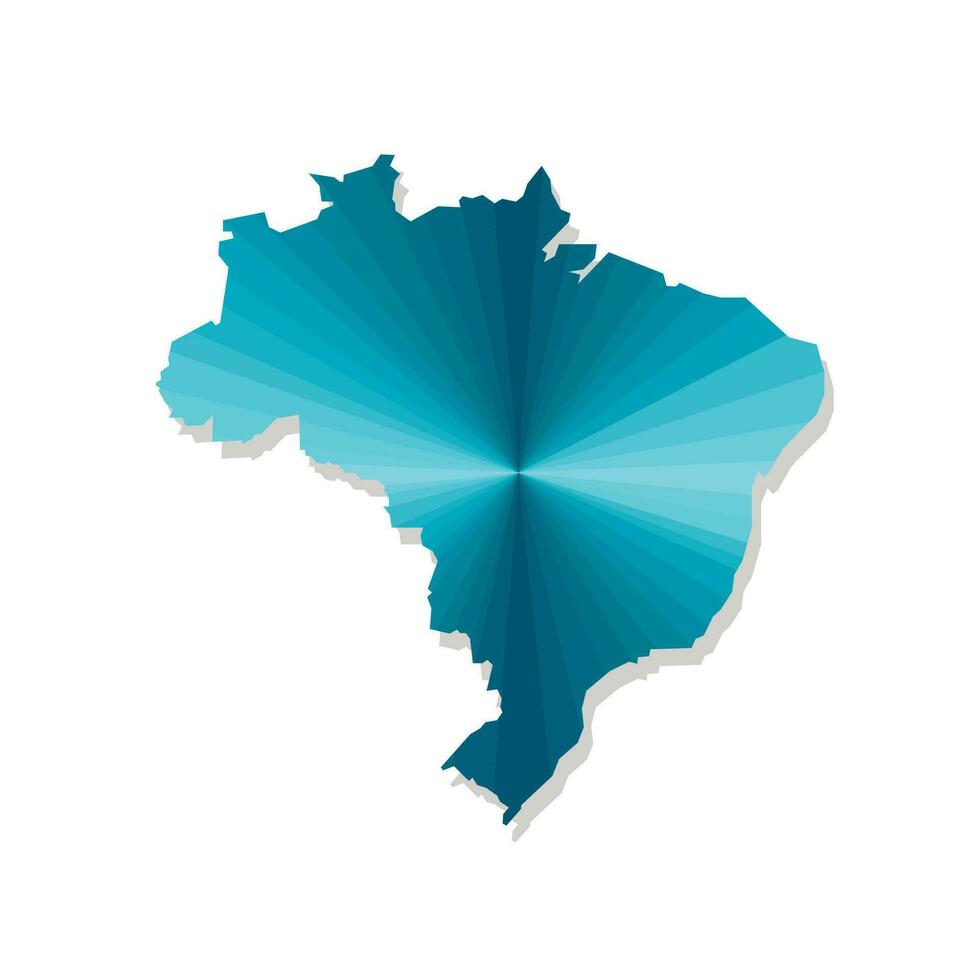 Vector isolated illustration icon with simplified blue silhouette of Brazil map. Low poly geometric style. White background.