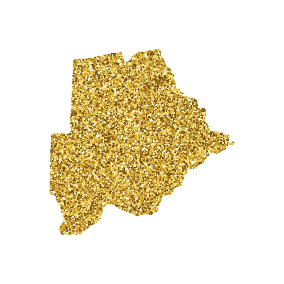 Vector isolated illustration with simplified Botswana map. Decorated by shiny gold glitter texture. New Year and Christmas holidays' decoration for greeting card.