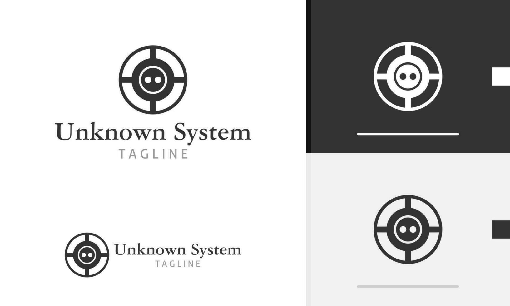 Logo design icon abstract geometric circle black device system modern futuristic tech robot spy mask vector