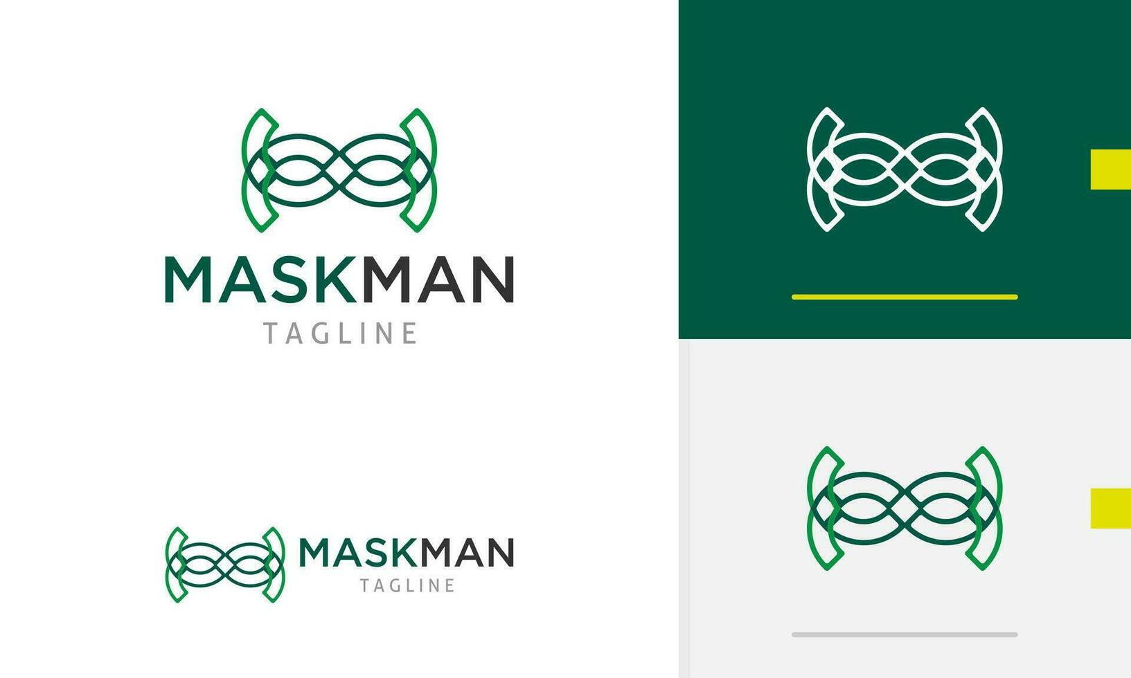 logo diseño icono resumen geométrico verde mascarada espía cara hombre mujer máscara ojo con contorno estilo vector