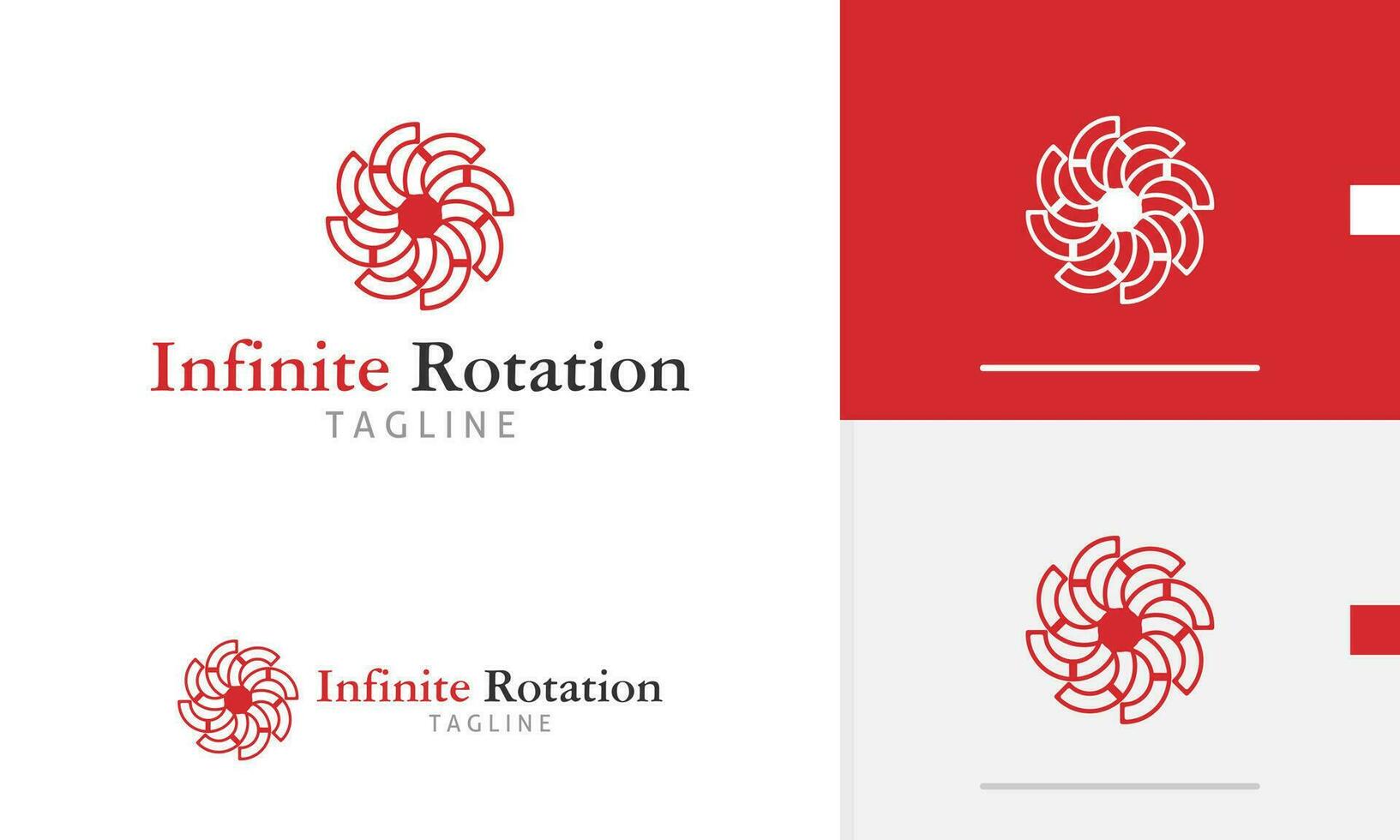 Logo design icon abstract geometric rotating spiral round of half circle creating a flower pinwheel vector