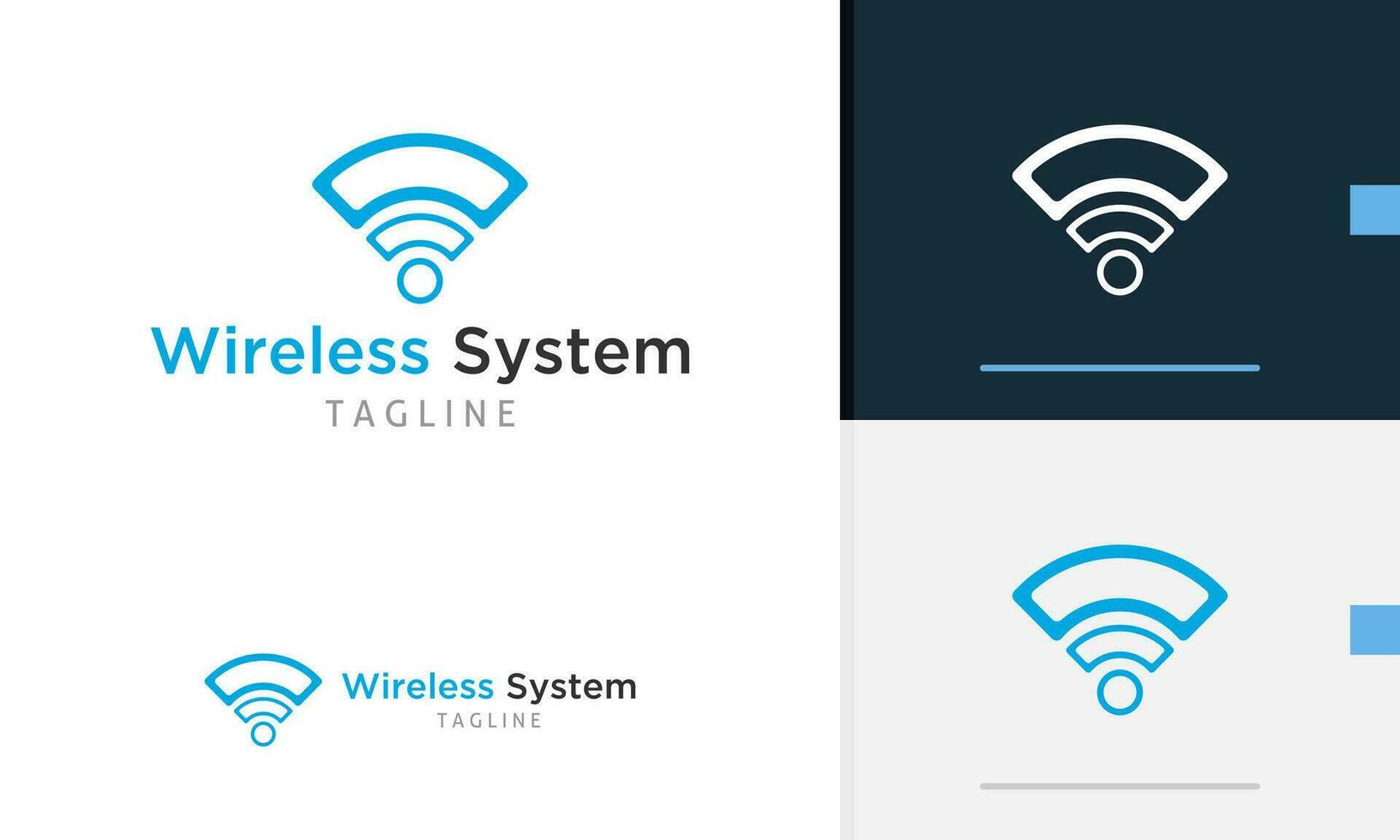 Logo design icon abstract geometric circle blue wifi wireless device showing signal connection bar vector