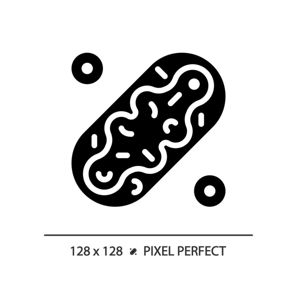 2D pixel perfect glyph style mitochondria icon, isolated silhouette vector, simple illustration representing metabolic health. vector