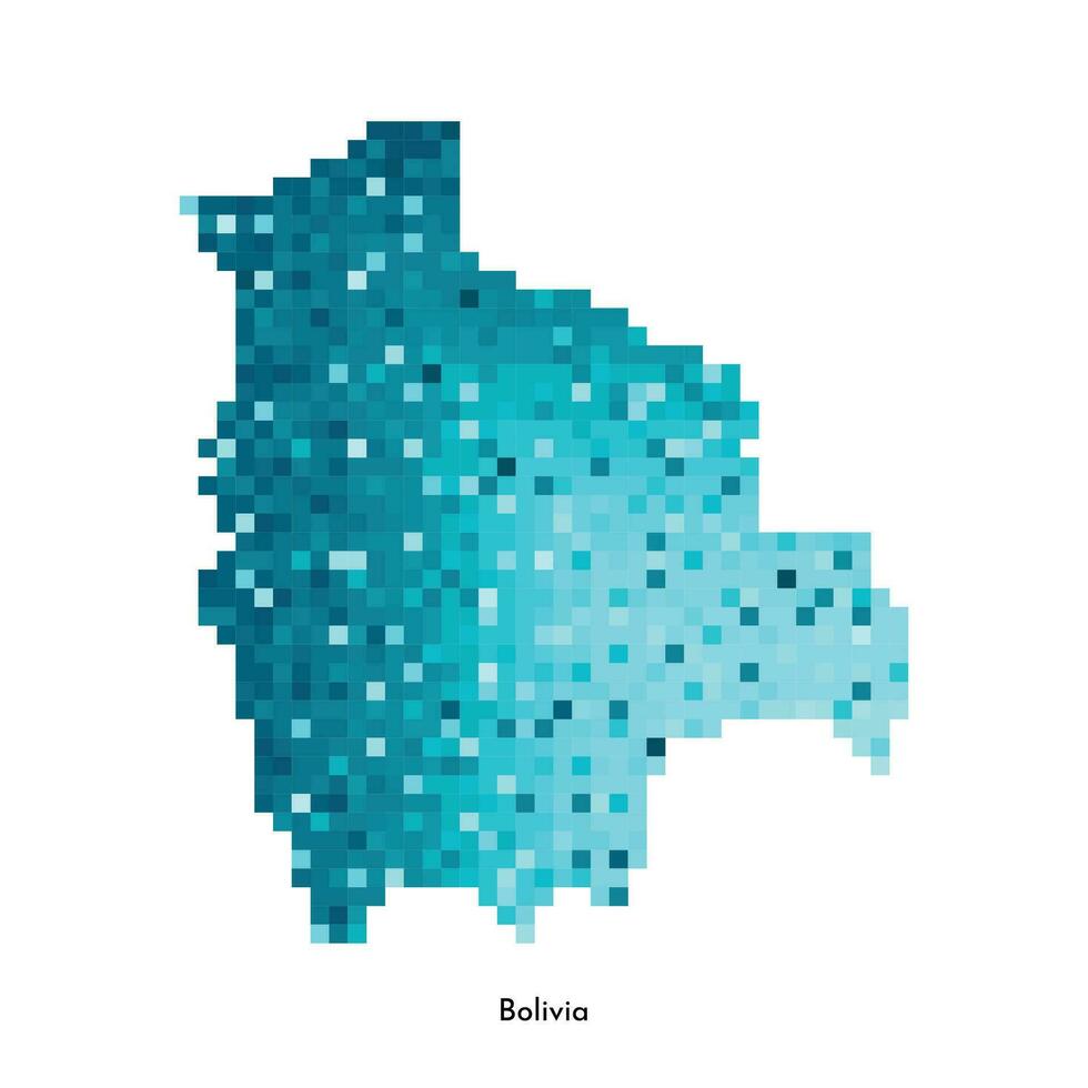 vector aislado geométrico ilustración con simplificado glacial azul silueta de bolivia mapa. píxel Arte estilo para nft modelo. punteado logo con degradado textura para diseño en blanco antecedentes