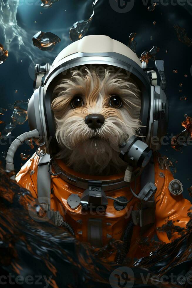 AI generated astronaut puppy cartoon wallpaper photo