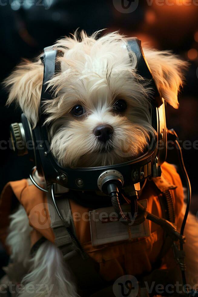 AI generated astronaut puppy cartoon wallpaper photo