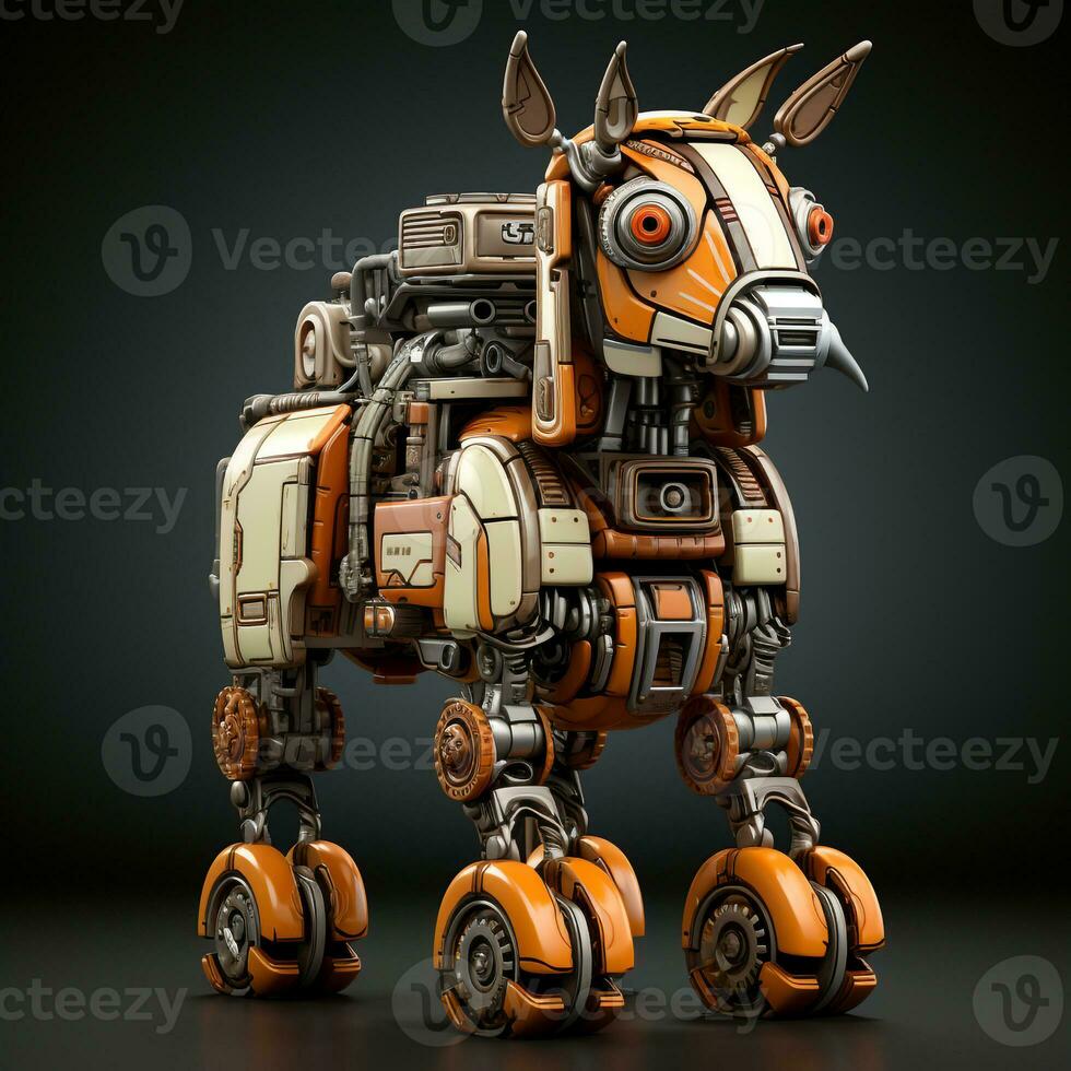 AI generated donkey 3D cartoon robot photo