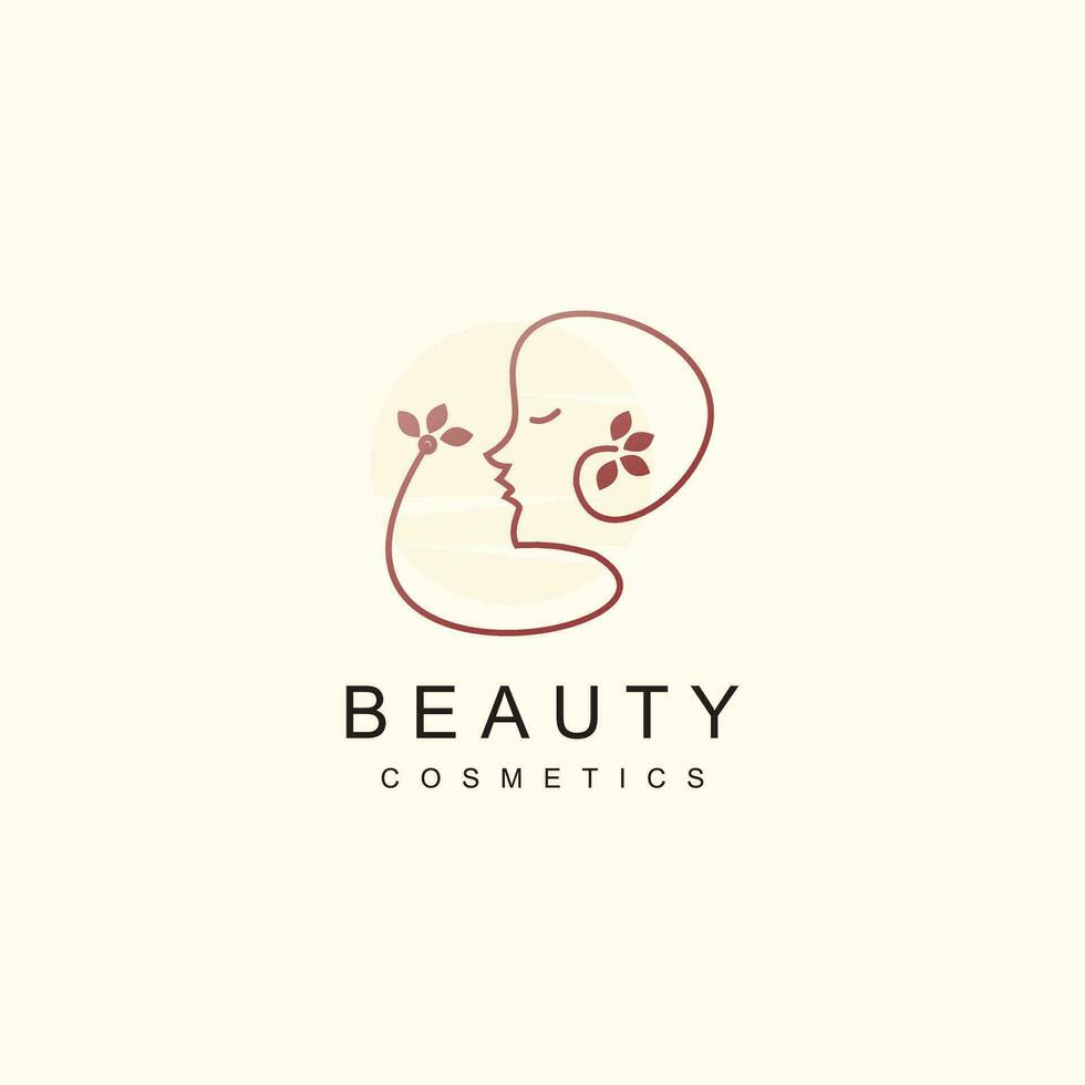 Woman logo with beauty gradient concept and business vector