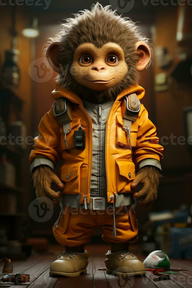 AI generated monkey cartoon wallpaper photo