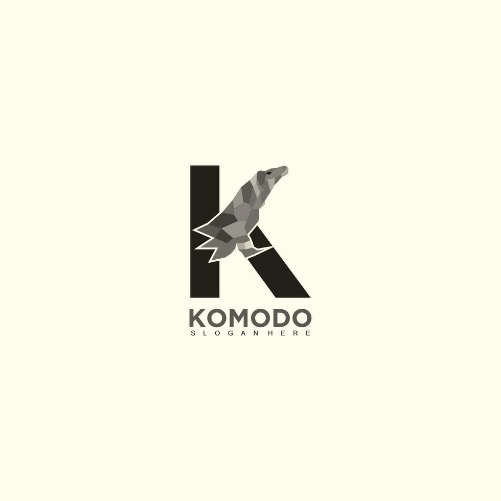komodo logo diseño con letra k concepto vector
