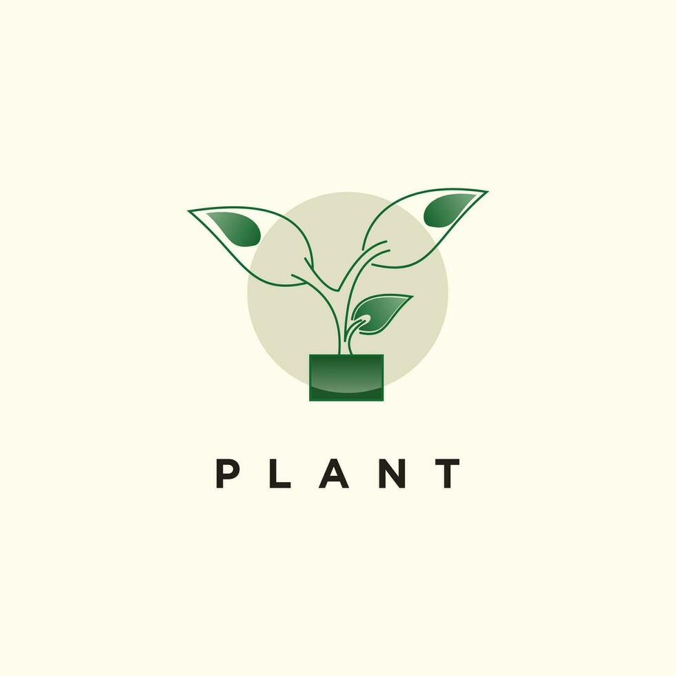 Plant logo design with green tree vector