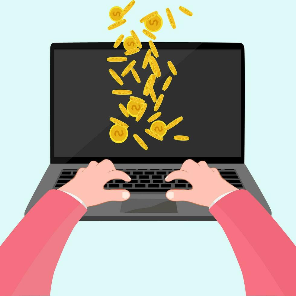 Money and work ideas.make money from working at home vector