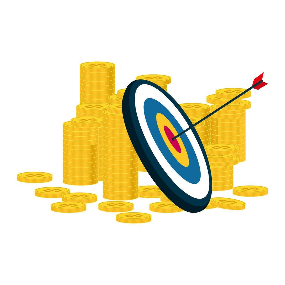 Arrow target profit, shoot to aim at achieving excellent results, financial benefits Business vector