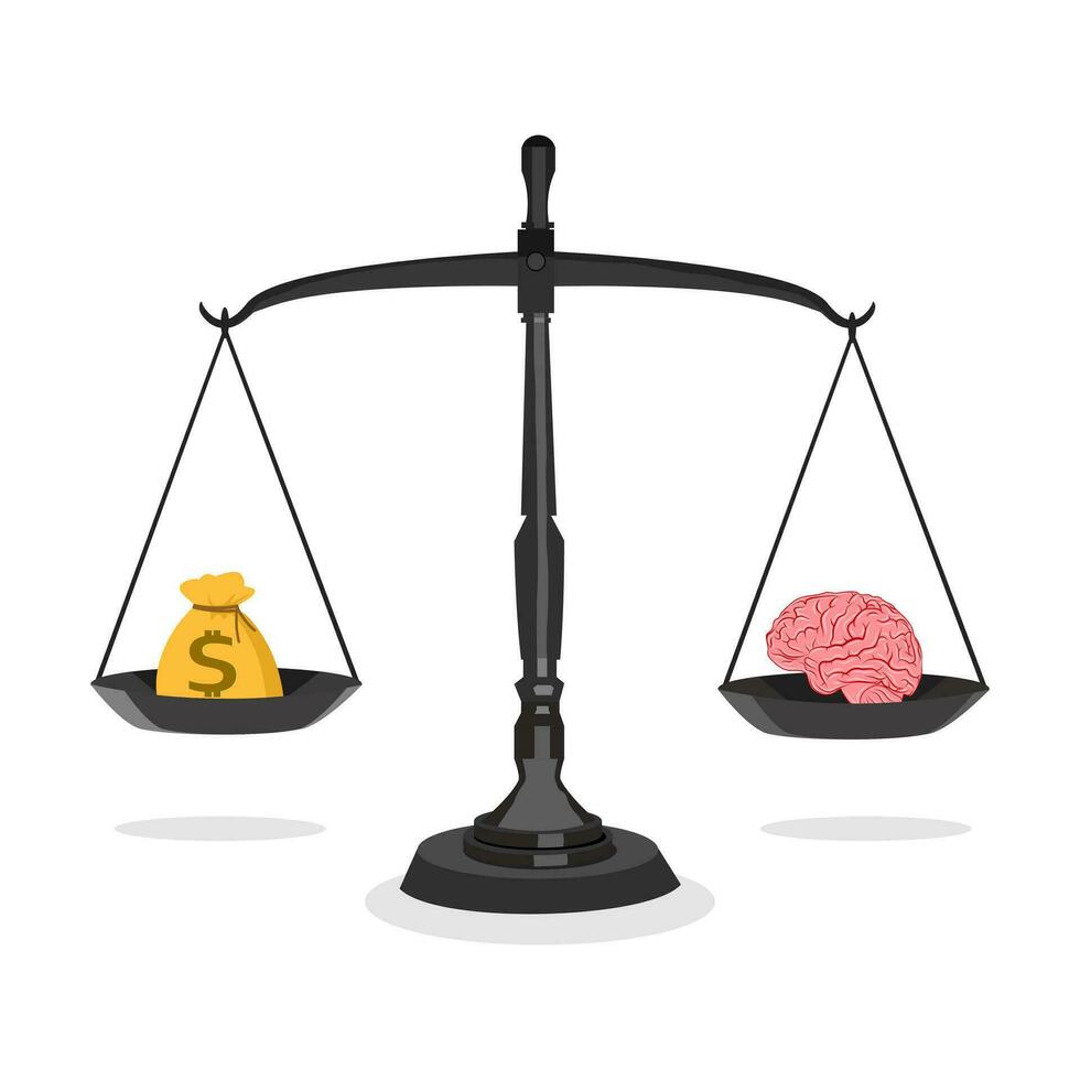 Money and the brain at a balanced level The conceptual feature of the brain is money eps vector