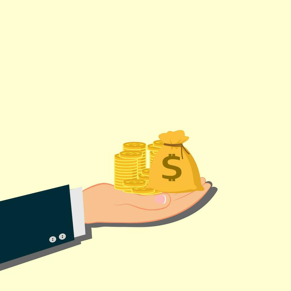 Money and hands, profit concept in doing business vector
